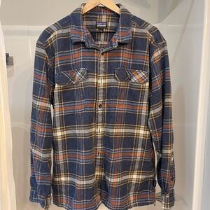 Patagonia Fjord Flannel XL; blue, brown, white